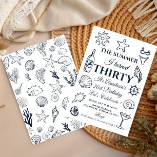 Coastal 30th Birthday  Beach Party, Ocean Theme Invitation