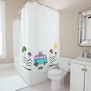 Coastal Adventures: Sun, Sea, and Road Trips Shower Curtain