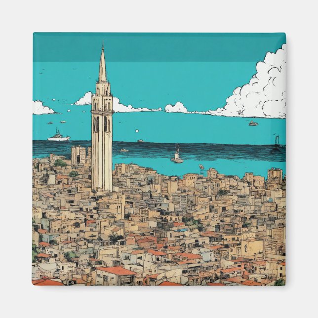 Coastal Aerial Tel Aviv Cityscape, Israel Magnet (Front)
