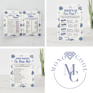 Coastal All I Sea Is Love Bridal Shower 4 Games  Invitation