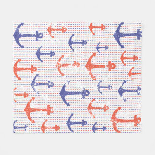 Coastal Americana Anchors Fleece Blanket