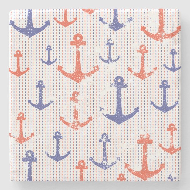 Coastal Americana Anchors Stone Coaster (Front)