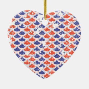 Coastal Americana Fish Scales Ceramic Tree Decoration
