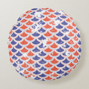 Coastal Americana Fish Scales Round Cushion