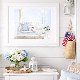 Coastal Americana Porch Swing Patriotic Wall Art