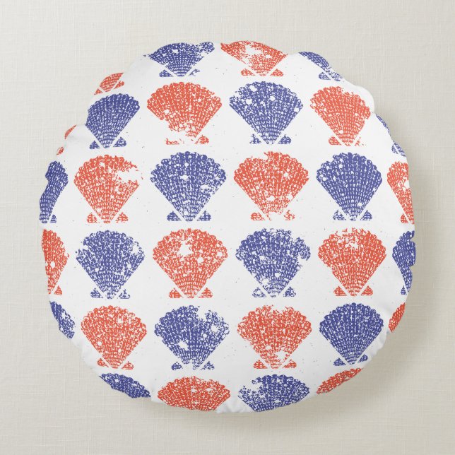 Coastal Americana Seashells Round Cushion (Front)