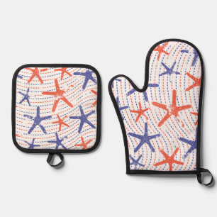 Coastal Americana Starfish Oven Mitt & Pot Holder Set