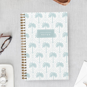 Coastal Aqua   Palm Trellis Personalised Notebook