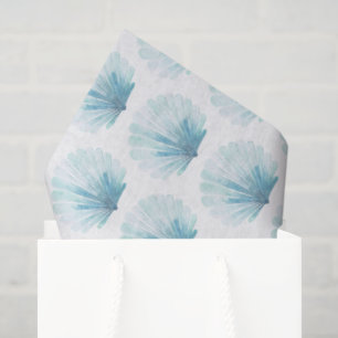 Coastal Aqua Scallop Seashell Tissue Paper