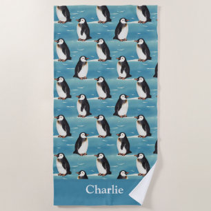 Coastal Arctic Animal Penguin  Beach Towel