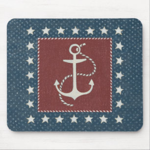 Coastal Art   Anchor on Red Mouse Pad