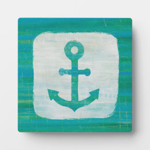 Coastal Art   Aqua Anchor Plaque