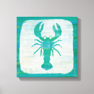 Coastal Art   Aqua Lobster Canvas Print