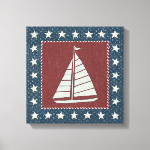 Coastal Art   Sailboat on Red Canvas Print