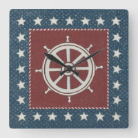 Coastal Art | Ship wheel on Red