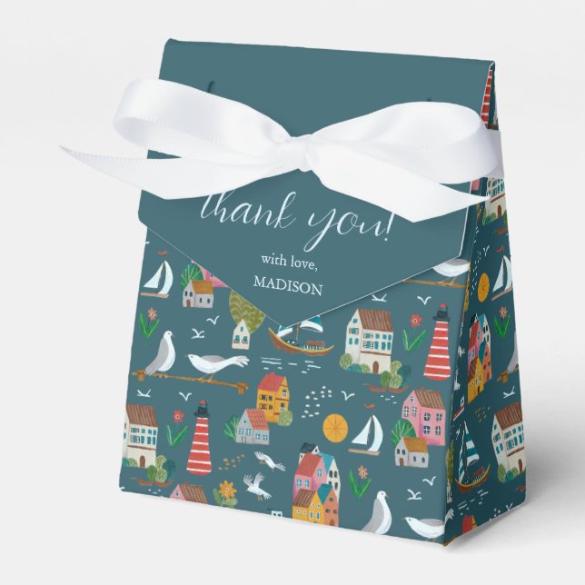 Coastal Baby Shower Thank you Favour Box (Front Side)