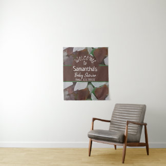 Coastal Baby Shower Welcome Calm Sea Glass Tapestry