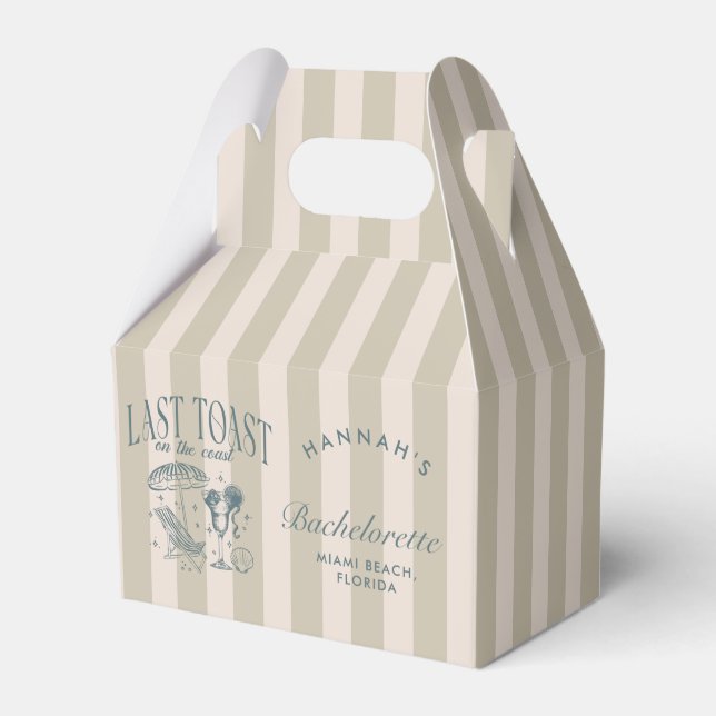 Coastal Bachelorette Cocktail Party Navy Favour Box (Front Side)