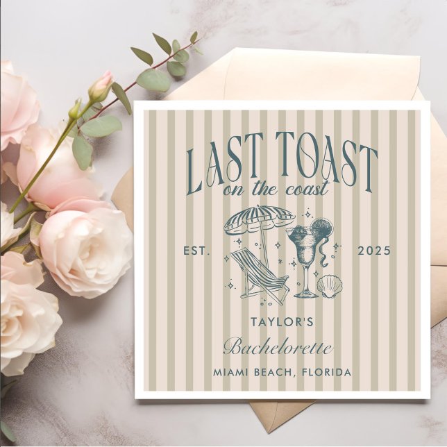 Coastal Bachelorette Cocktail Party Navy Napkin (Creator Uploaded)