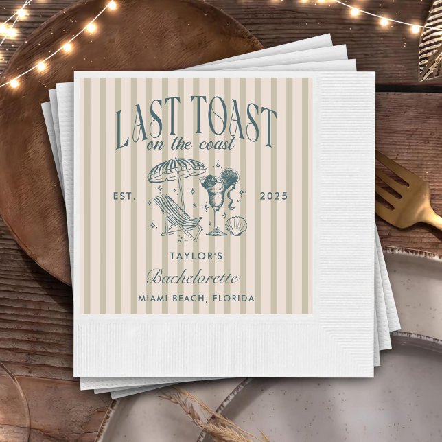 Coastal Bachelorette Cocktail Party Navy Napkin (Creator Uploaded)