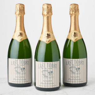 Coastal Bachelorette Cocktail Party Navy Sparkling Wine Label