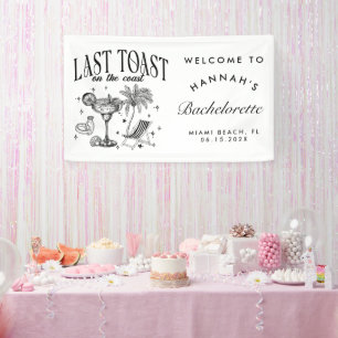 Coastal Bachelorette Modern Cocktail Party Black Banner