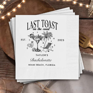 Coastal Bachelorette Modern Cocktail Party Black Napkin