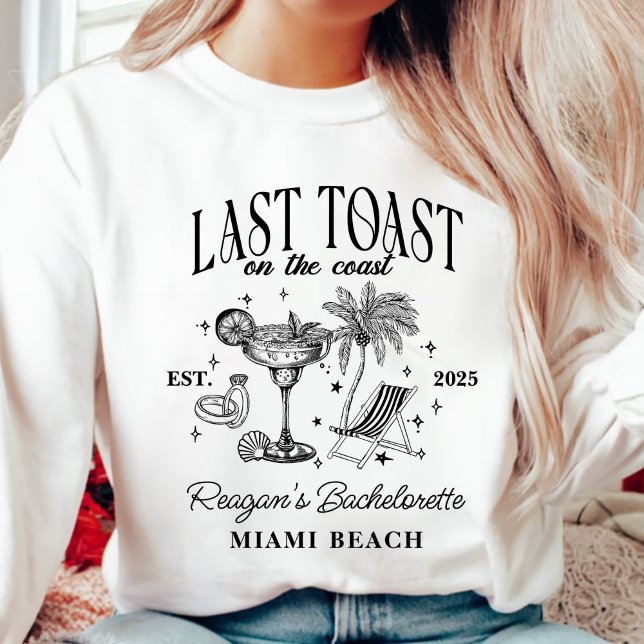 Coastal Bachelorette Modern Cocktail Party Black Sweatshirt (Creator Uploaded)