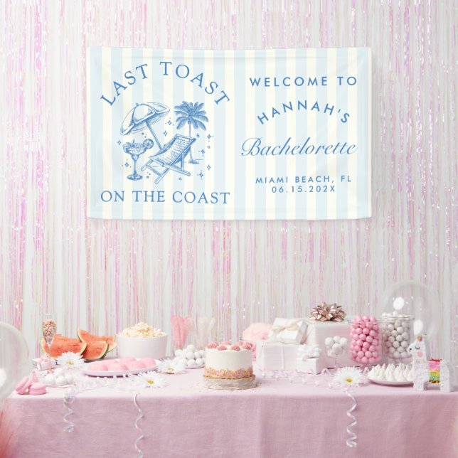 Coastal Bachelorette Modern Cocktail Party Blue Banner (Party)