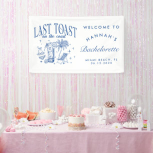 Coastal Bachelorette Modern Cocktail Party Blue Banner