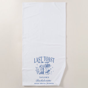 Coastal Bachelorette Modern Cocktail Party Blue Beach Towel