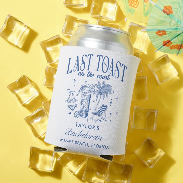 Coastal Bachelorette Modern Cocktail Party Blue Can Cooler (In Situ Summer)