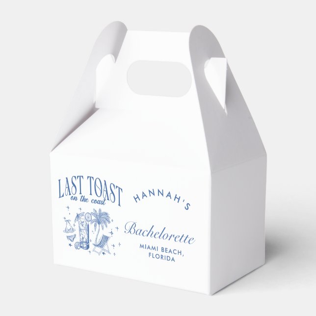 Coastal Bachelorette Modern Cocktail Party Blue Favour Box (Front Side)