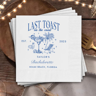 Coastal Bachelorette Modern Cocktail Party Blue Napkin