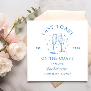 Coastal Bachelorette Modern Cocktail Party Blue Napkin