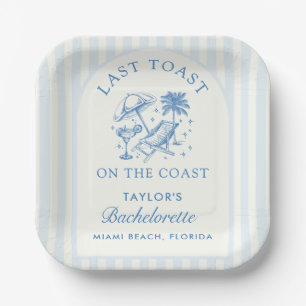 Coastal Bachelorette Modern Cocktail Party Blue Paper Plate