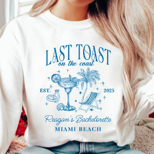Coastal Bachelorette Modern Cocktail Party Blue Sweatshirt