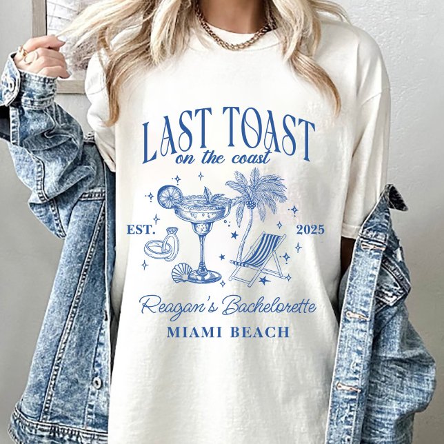 Coastal Bachelorette Modern Cocktail Party Blue T-Shirt (Creator Uploaded)