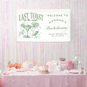 Coastal Bachelorette Modern Cocktail Party Green Banner