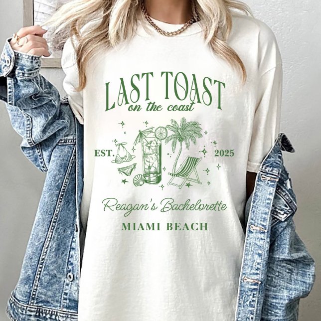 Coastal Bachelorette Modern Cocktail Party Green T-Shirt (Creator Uploaded)