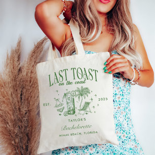 Coastal Bachelorette Modern Cocktail Party Green Tote Bag