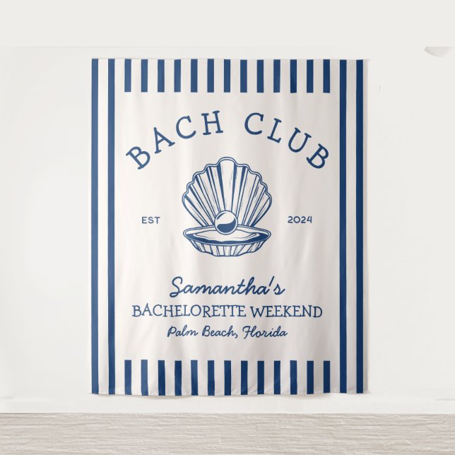 Coastal Bachelorette Party Navy blue bach club Tapestry (Front)