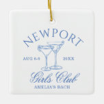 Coastal Bachelorette Weekend Girl's Club Ceramic Ornament<br><div class="desc">This design features trendy bold text,  beachy coastal vibes with hand drawn cocktails.</div>