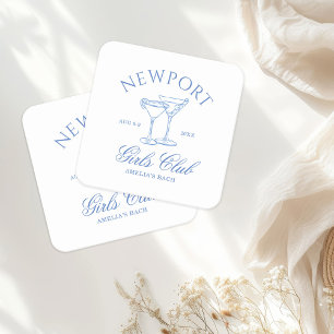 Coastal Bachelorette Weekend Girl's Club Square Paper Coaster