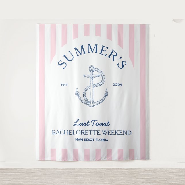 Coastal Bachelorette Weekend modern nautical Tapestry (Front)