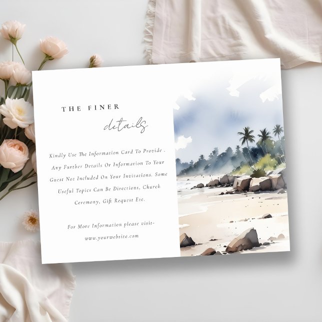 Coastal Bali Beach Palm Tree Wedding Details Enclosure Card (Creator Uploaded)