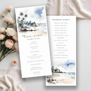 Coastal Bali Beach Palm Tree Wedding Program Invitation