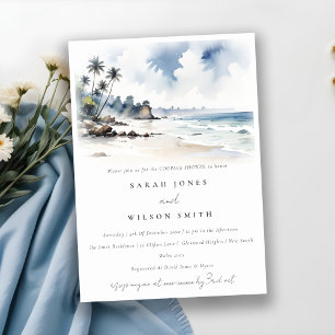 Coastal Bali Beach Palm Trees Couples Shower Invitation