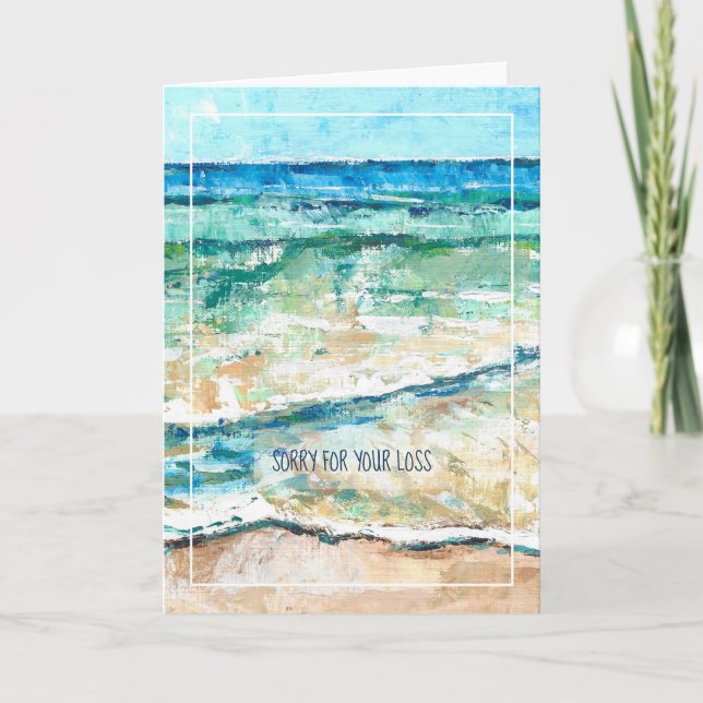 Coastal Beach Abstract Painted Art Sympathy Card (Front)