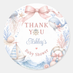 Coastal Beach Baby Shower Thank You Classic Round Sticker